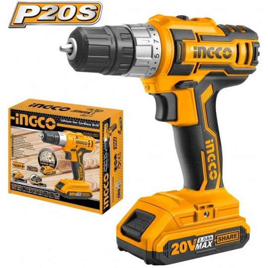 MÁY KHOAN PIN 20V KÈM 1 PIN 1 SẠC INGCO