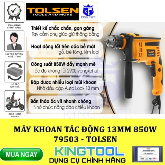 MÁY KHOAN TÁC ĐỘNG 13mm 500W/710W/850W TOLSEN - KINGSAFE HÀNG CHÍNH HÃNG